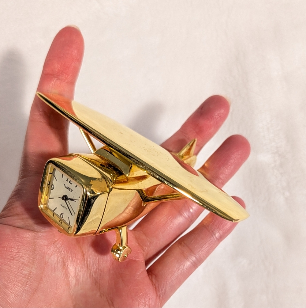 Timex Gold Plane Mini Clock Decor (Untested)
